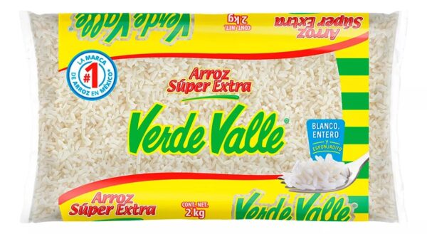 ARROZ SUPER EXTRA VERDE VALLE BOL/2KG (COST. 20KG) POR PZA